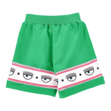 Chiara Ferragni Einfarbige Shorts mit Print und elastischer Taille Grün für Mädchen