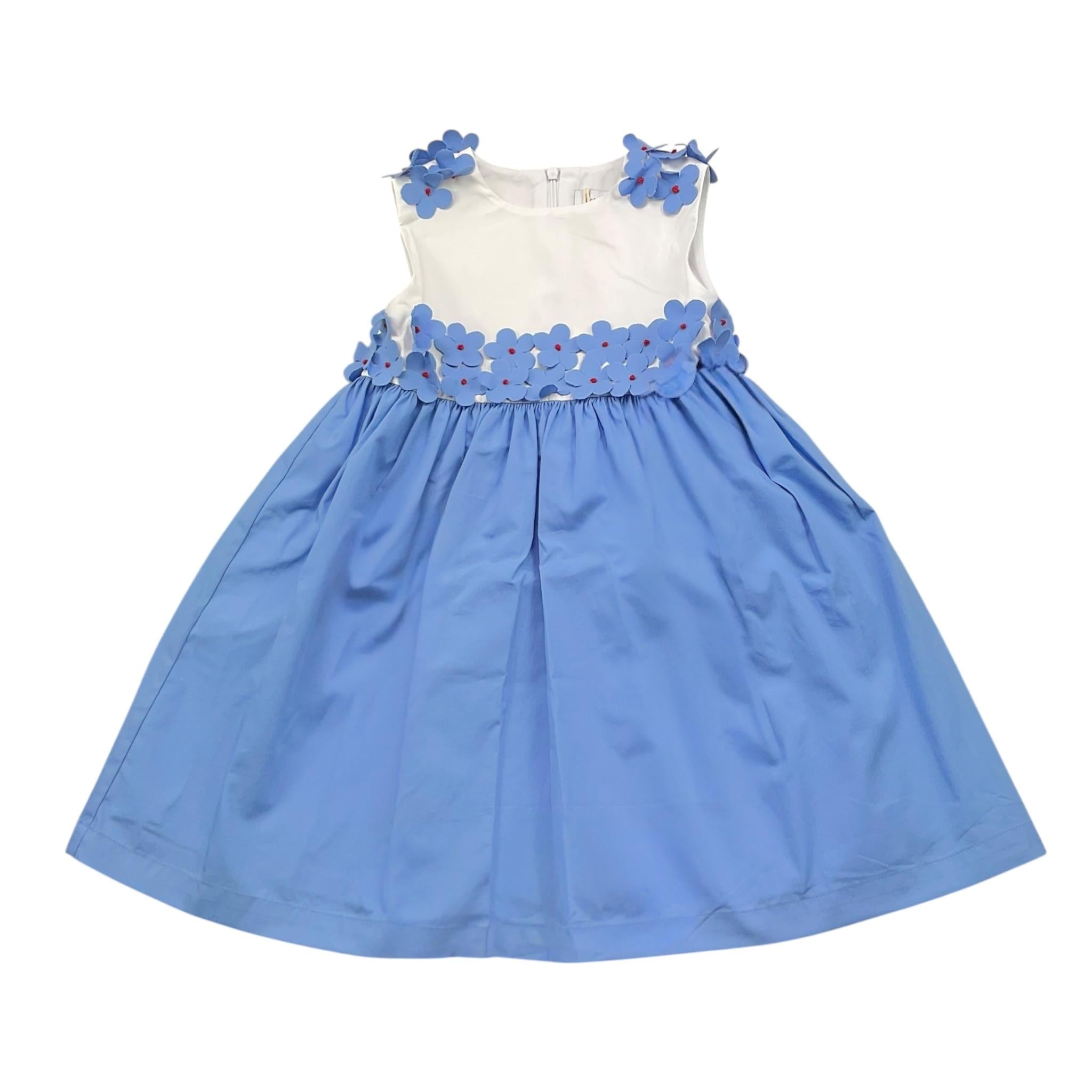 Ilfarobimbi Abito Bicolore con Applicazioni Fiori per Bambina IFB50564 BIANCO/AZZURRO ILFAROBIMBI 