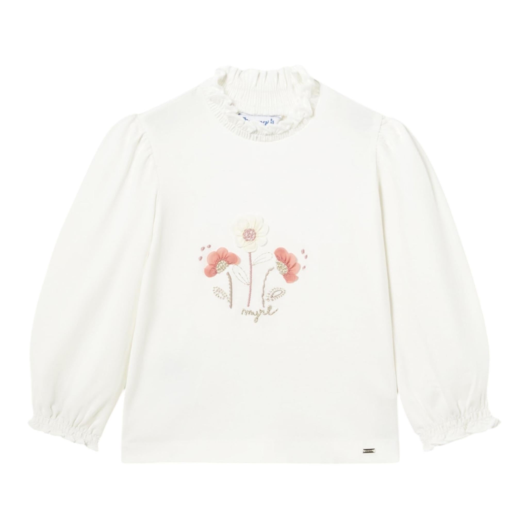 MAYORAL shirt girocollo tinta unita con stampa in contrasto Bianco per Neonata 2045N BIANCO MAYORAL 