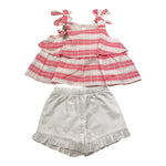 Barcellino Completo 2 Pezzi Tp-Short Bicolore  per Neonata 9674 BIANCO/ROSA BARCELLINO 