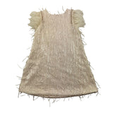 Illiana Einfarbig Pailletten und Federn Kleid Rosa Für Mädchen