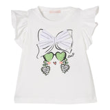 Liu Jo T-Shirt Girocollo Tinta Unita con Stampe per Bambina KA5084 BIANCO LIU JO 