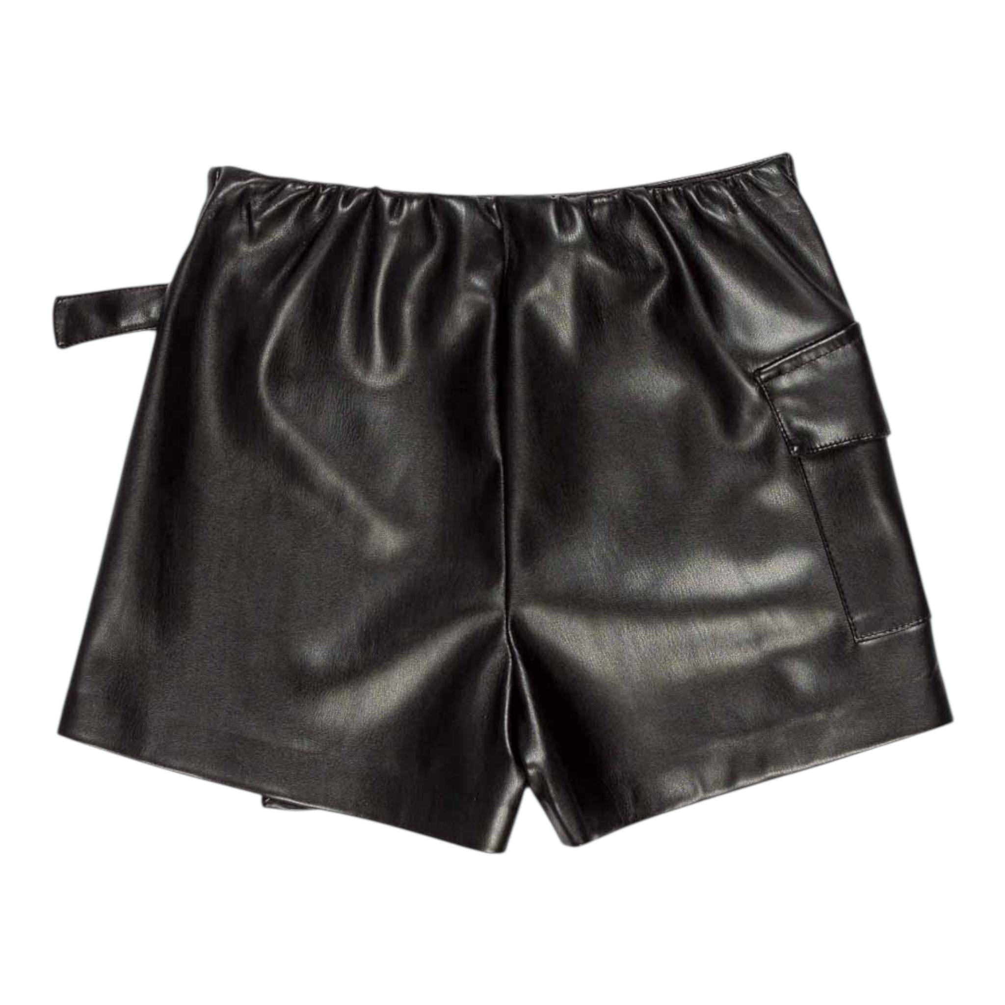 LU LU BY MISS GRANT shotrt in ecopelle tinta unita Nero per Bambina LL2980 NERO LU LU BY MISS GRANT 