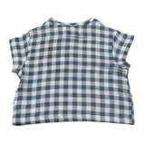 Petit Indi T-Shirt Bicolore con Fantasia A Quadri per Neonato SS25B2833 BIANCO/BLU PETIT INDI 