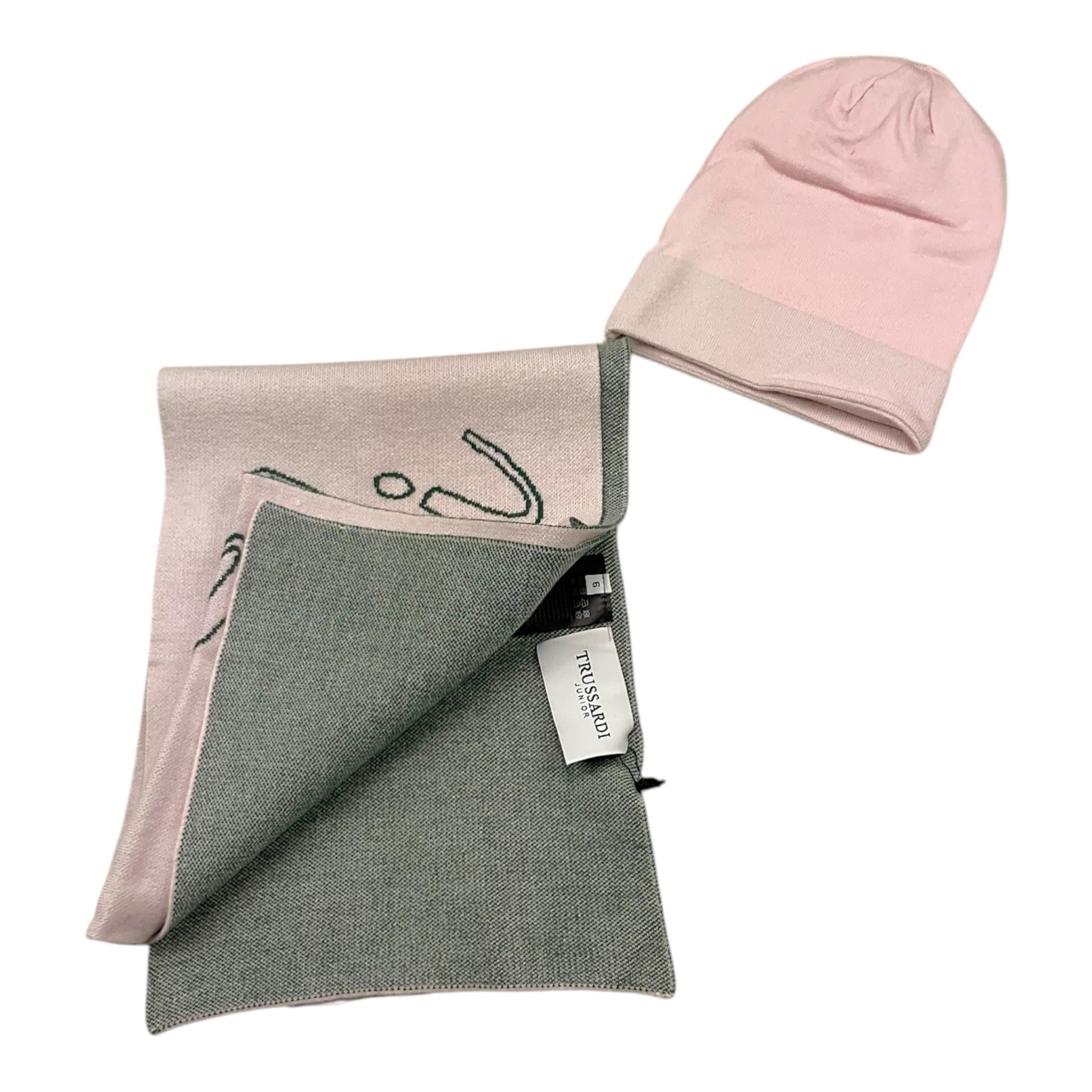 TRUSSARDI set cappello-sciarpa bicolore con stampa Rosa per Bambina TGA25007HS ROSA TRUSSARDI 