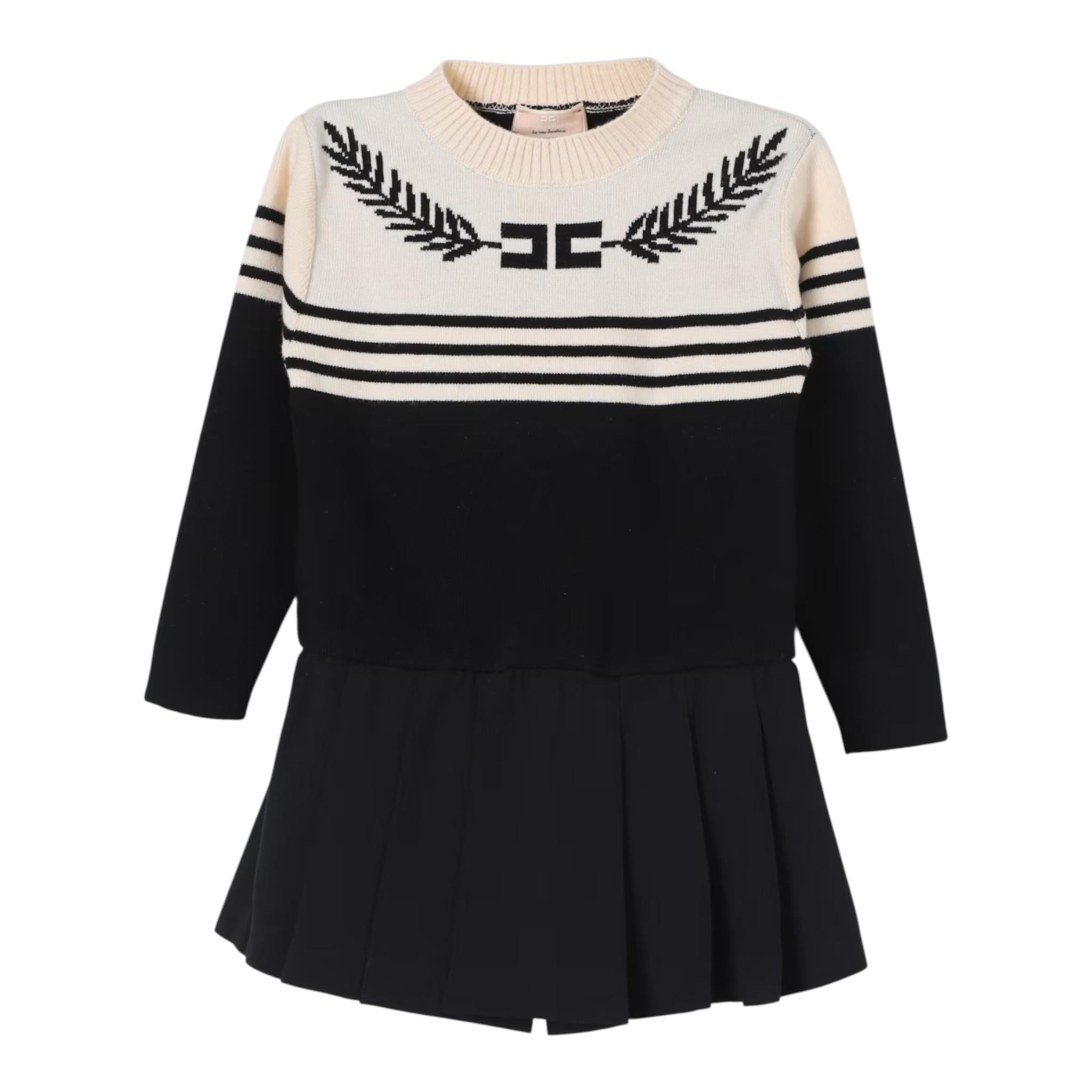 ELISABETTA FRANCHI abito in maglia bicolore girocollo Nero per Bambina EGAB189 NERO ELISABETTA FRANCHI 