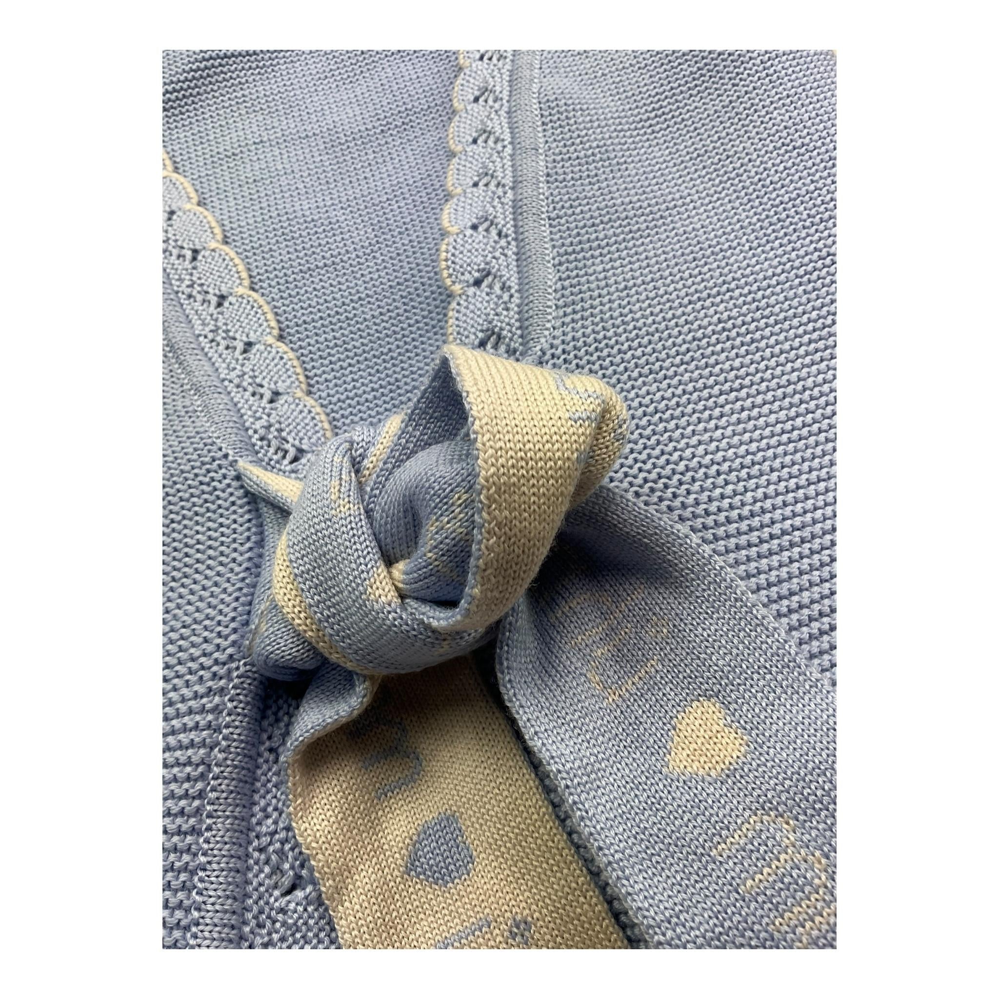 MARLU' coperta tinta unita con ricami Azzurro per Neonato IFCUORE AZZURRO MARLU' 