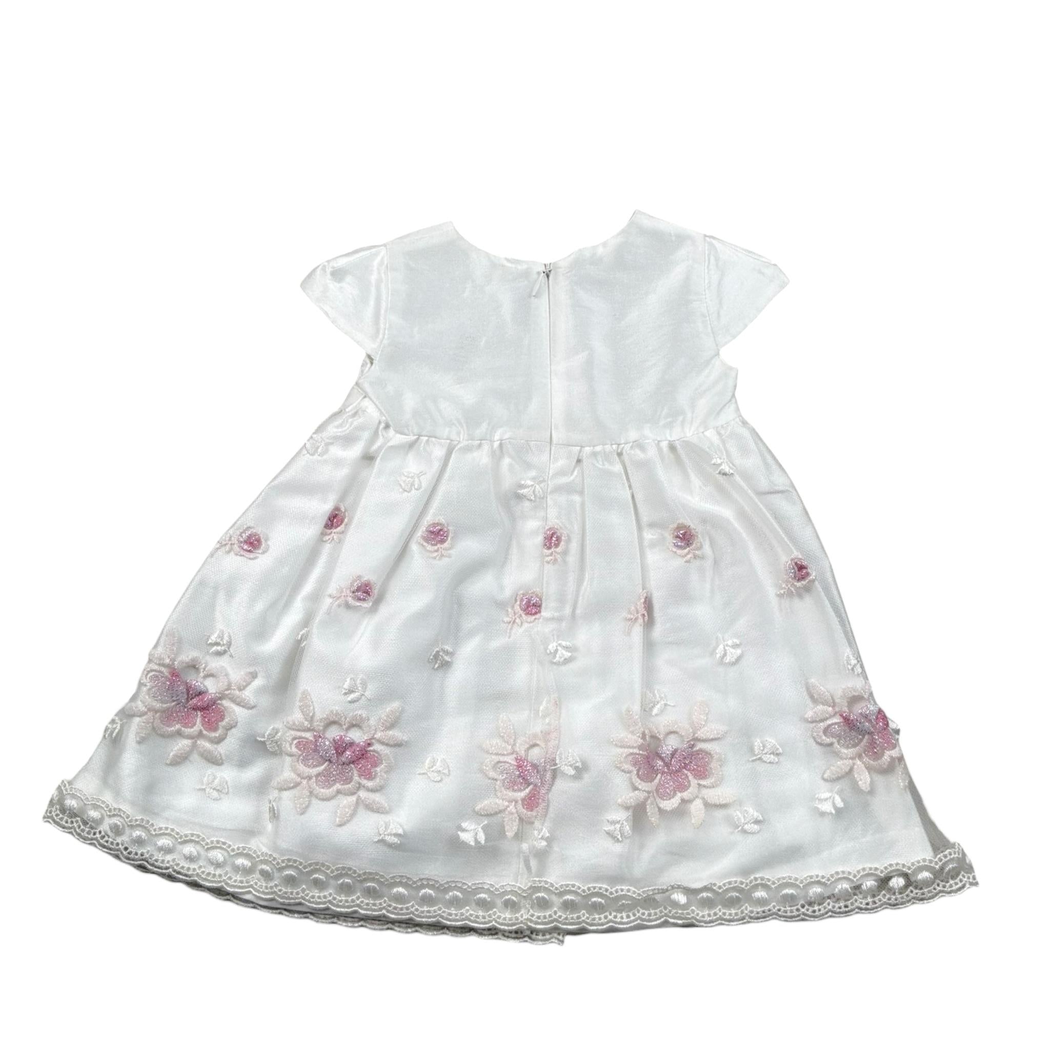 Barcellino Abito Cerimonia Tinta Unita con Ricami per Neonata 9387 BIANCO BARCELLINO 