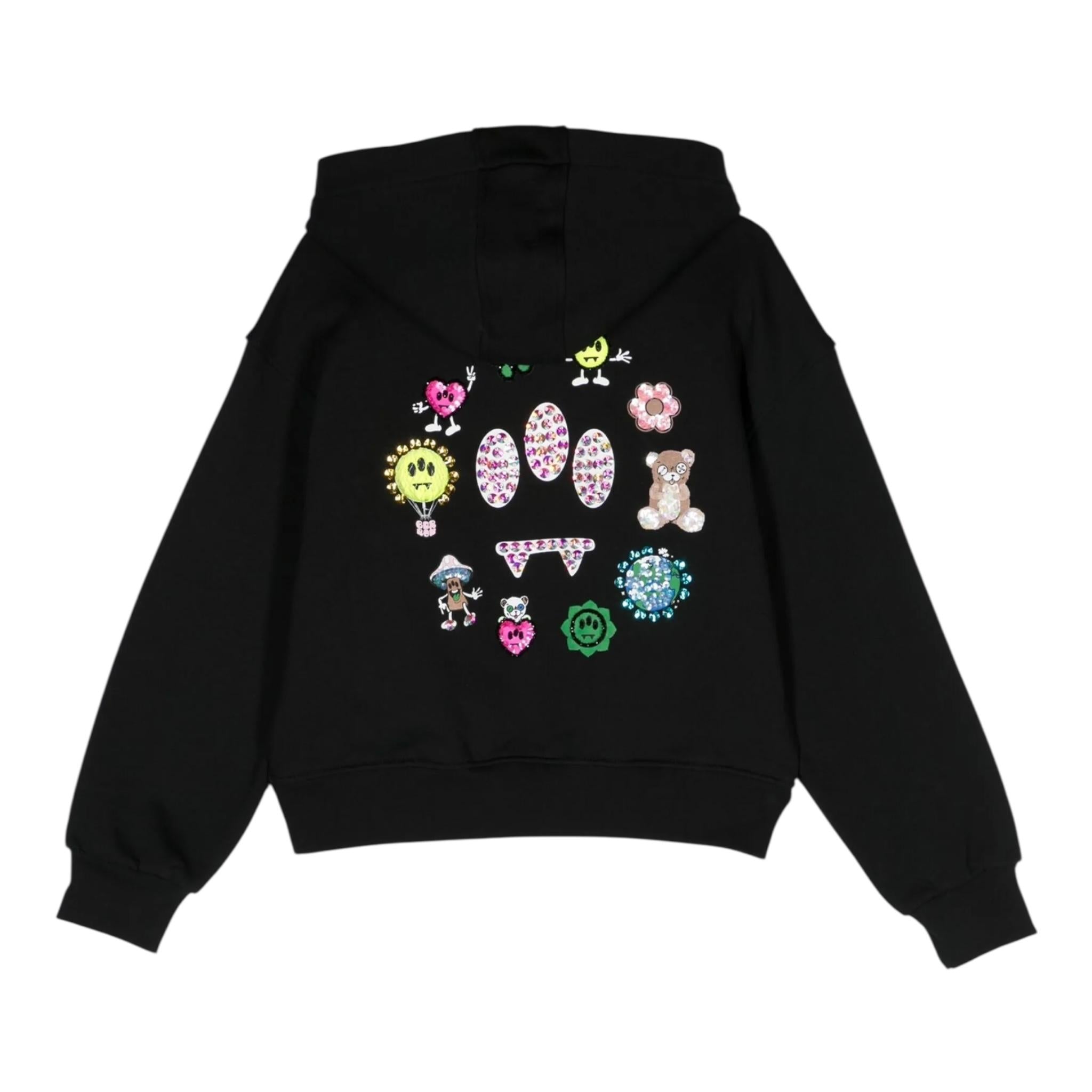 BARROW KIDS felpa chiusa con cappuccio tint unita cn applicazioni Nero per Bambina F3BKJGHS075 NERO BARROW KIDS 