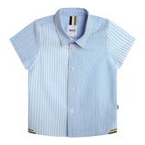 Boss Shirt Einfarbig Halbarm mit Streifenmuster Hellblau Für Neugeborene