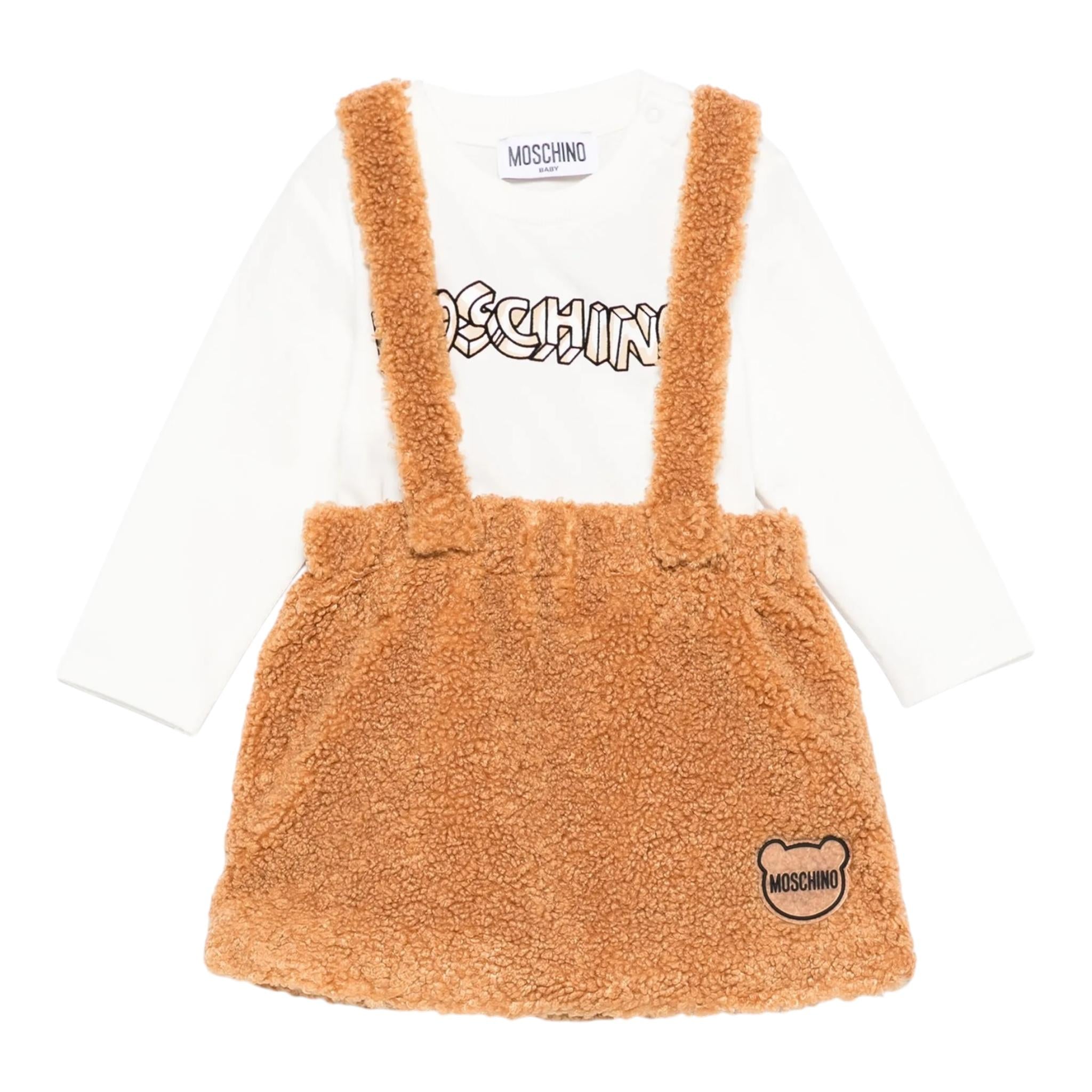 MOSCHINO completo 2 pezzi shirt-salopette Bianco/marrone per Bambina MDK02W BIANCO/MARRONE MOSCHINO 