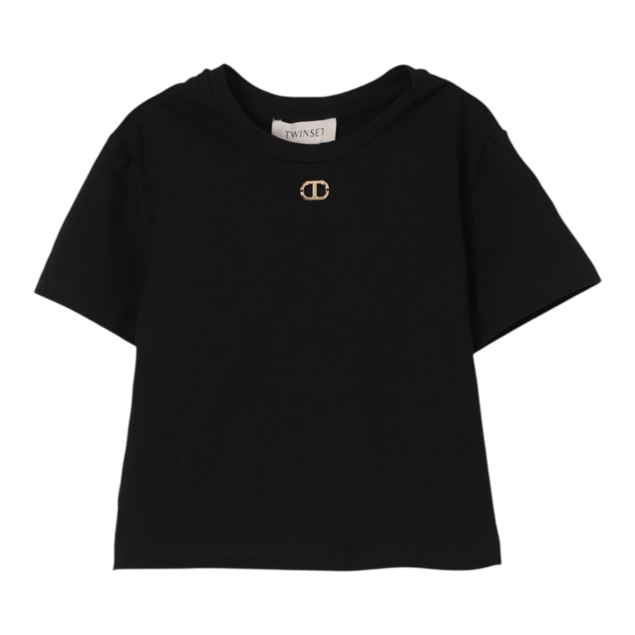 Twinset T-Shirt Girocollo Tinta Unita per Bambina 251GJ2481X NERO TWINSET 