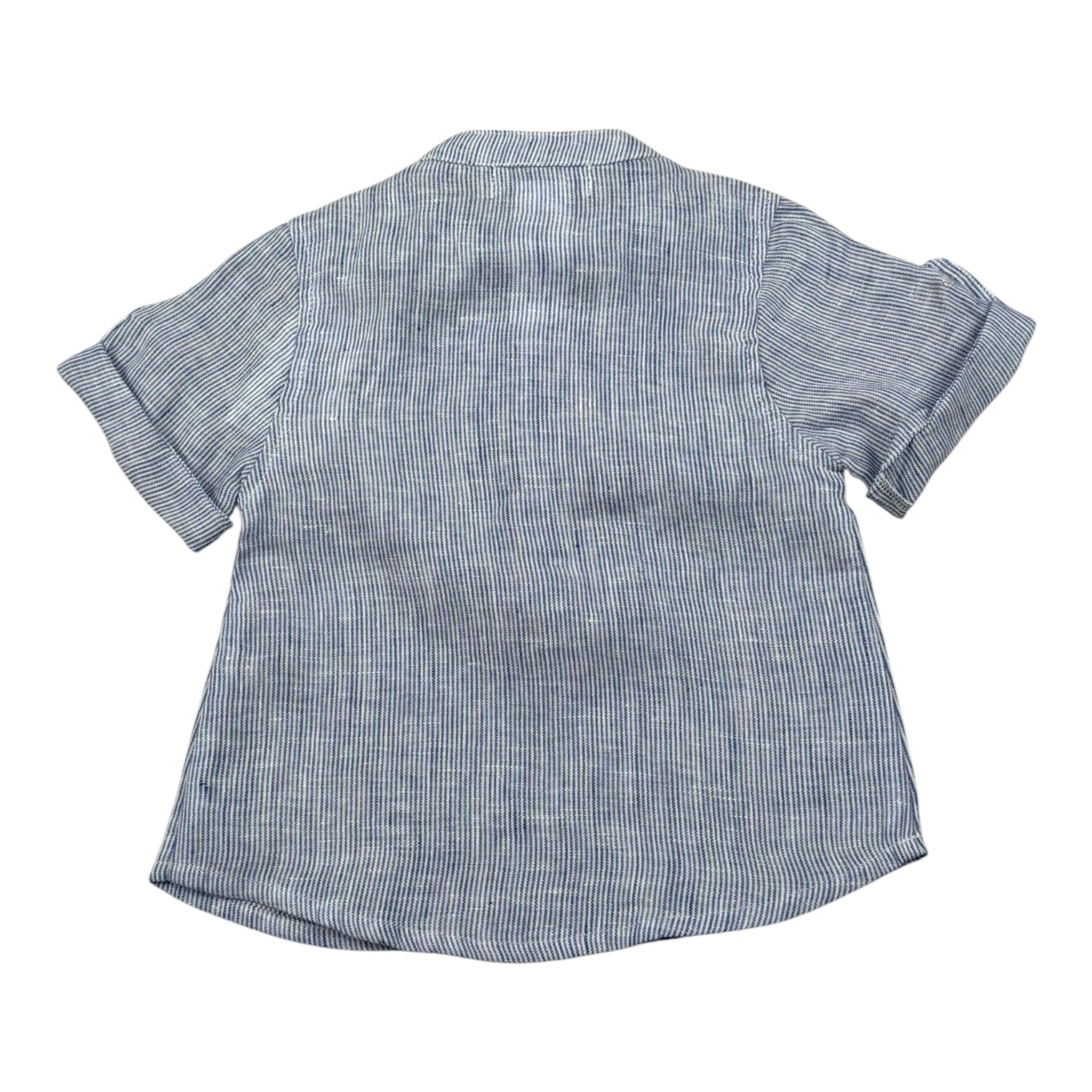 Malvi & Co Camicia Mezza Manica Tinta Unita con Fantasia A Righe per Neonato S25B214CALR AZZURRO MALVI & CO 