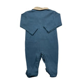 Wedoble Baby-Strampler, einfarbig, langärmlig, mit kontrastierendem Kragen, Blau