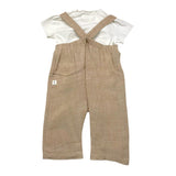 Teddy E Minou Komplette T-Shirt-Latzhose Zweifarbig Weiß/Beige Für Neugeborene