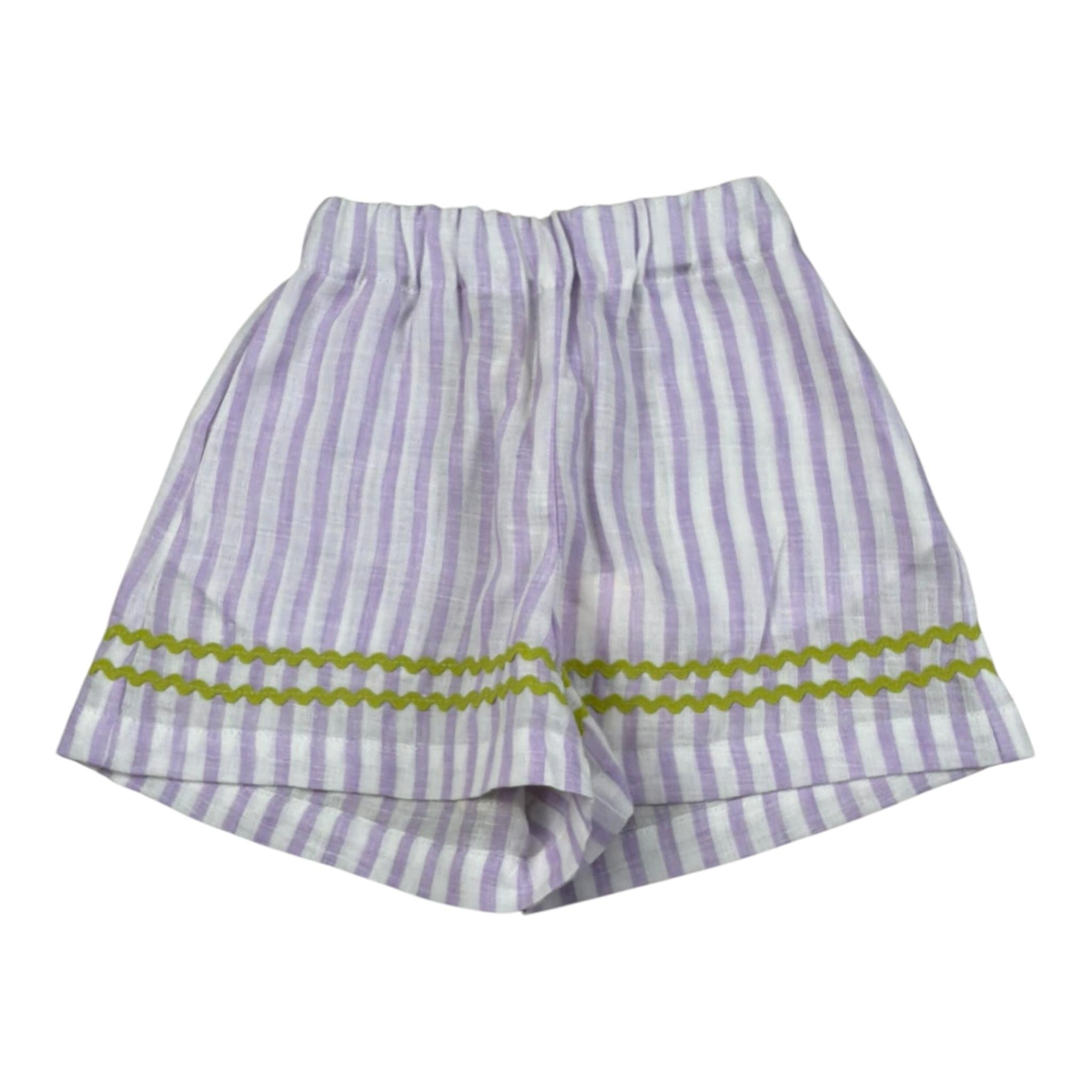 Ilfarobimbi Short Bicolore con Fantasia A Righe Bianco/Lilla per Neonata IFB50374X BIANCO/LILLA ILFAROBIMBI 