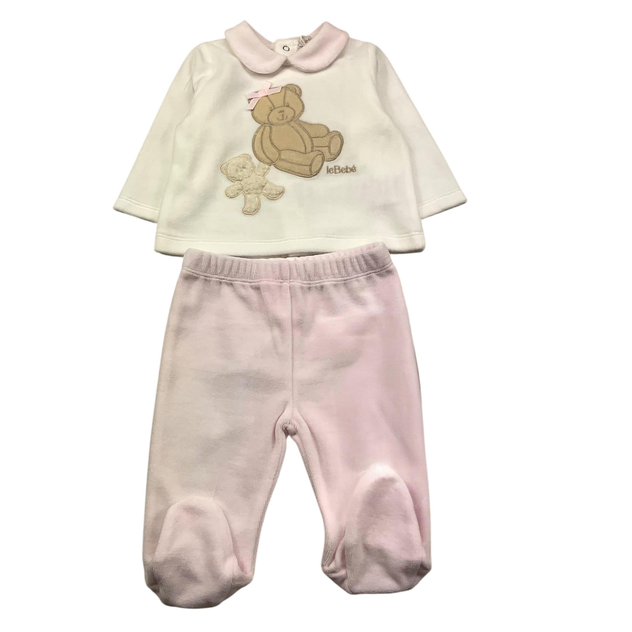 LE BEBE' completo 2 pezzi shirt-ghettina bicolore Bianco/rosa per Neonata LBG5954 BIANCO/ROSA LE BEBE' 