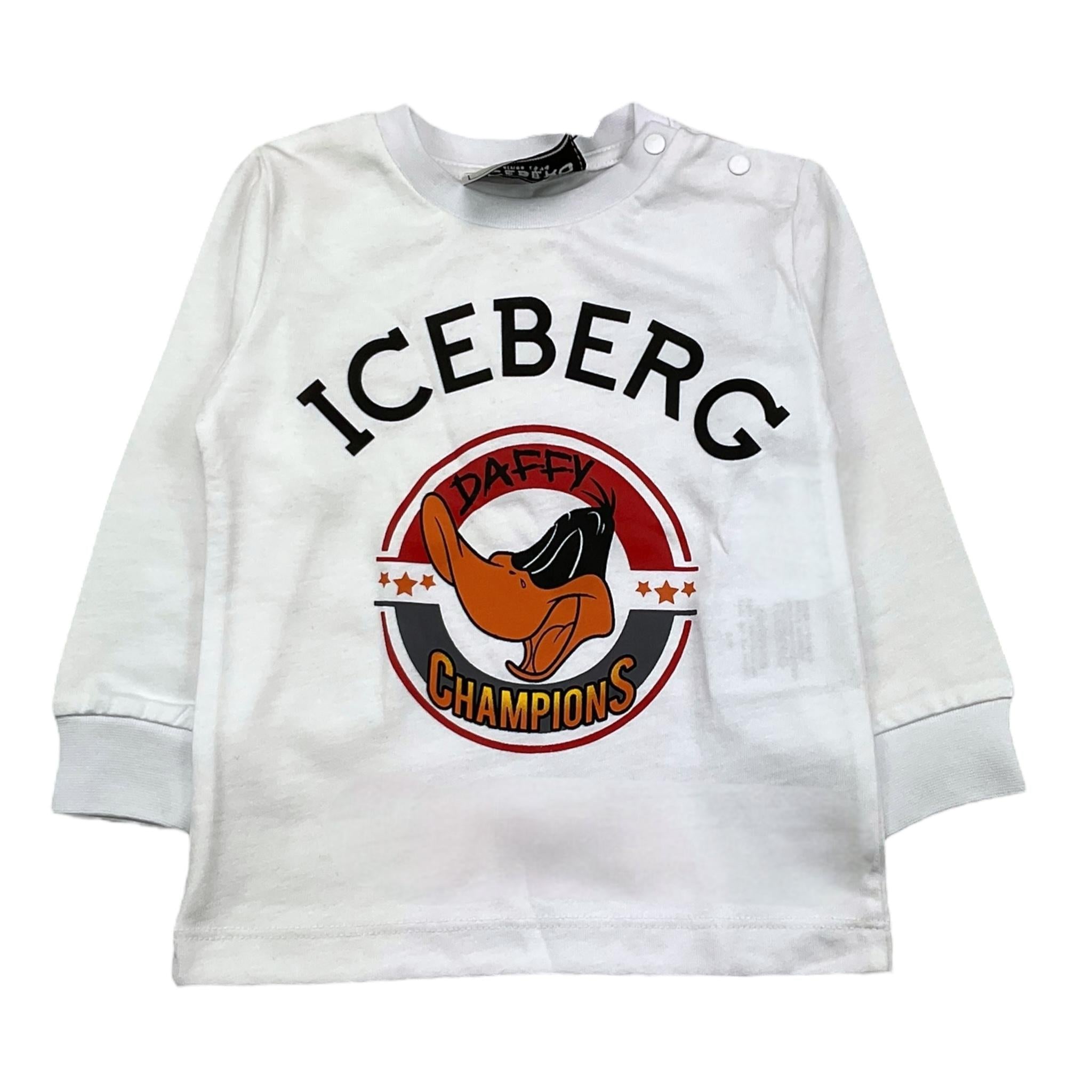 ICEBERG shirt girocollo tinta unita con stampa in contrasto Bianco per Neonato TSICE5328B BIANCO ICEBERG 