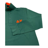 SUN68 polo manica lunga tinta unita con logo in contrasto Verde per Bambino A44312J VERDE SUN68 