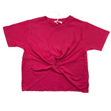 Vicolo – Einfarbiges T-Shirt mit Rundhalsausschnitt und fuchsiafarbenem Knoten für Mädchen