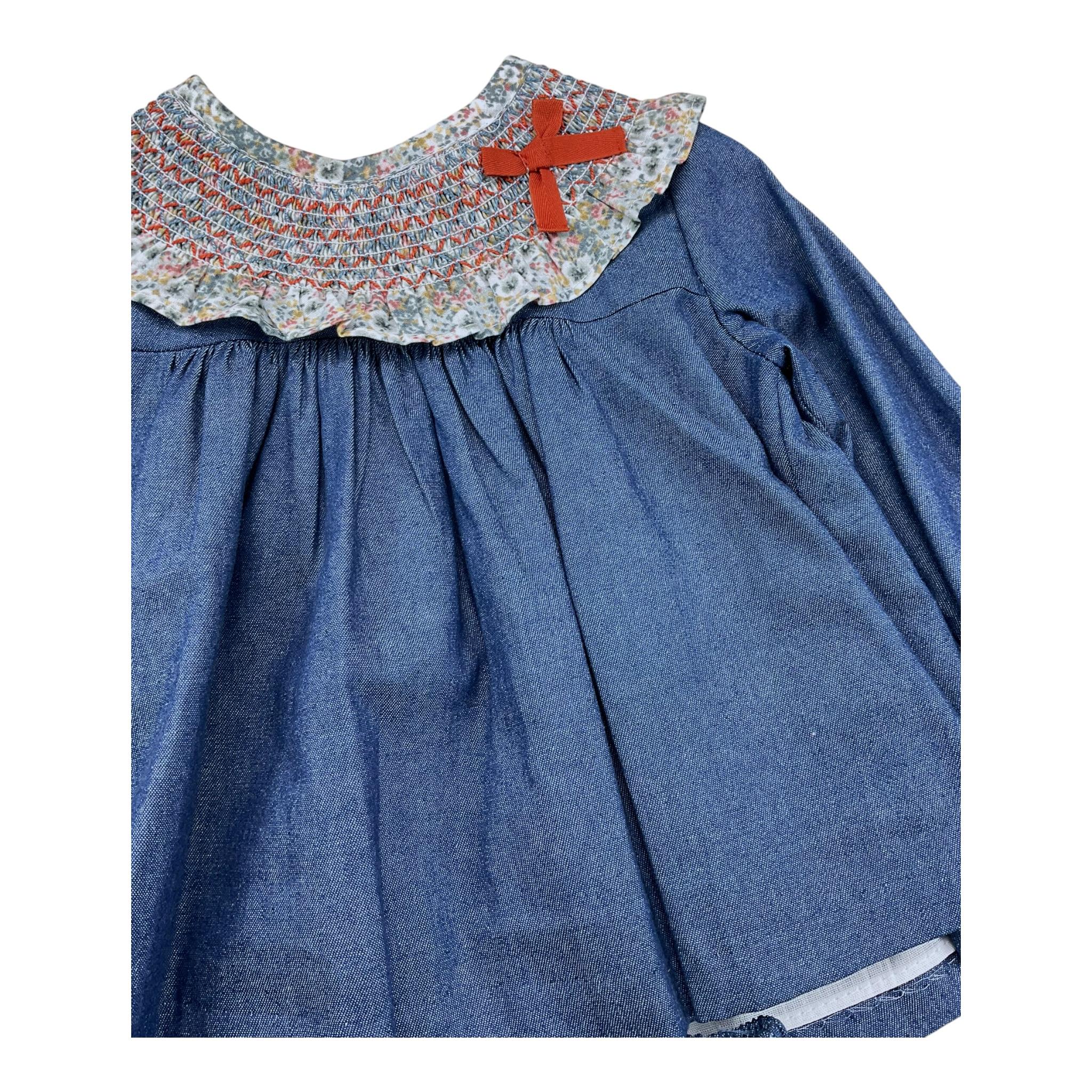 MARTA Y PAULA set abito-coulotte tinta unita  Blu per Neonata 2051 BLU MARTA Y PAULA 