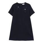 Il Gufo Abito Mezza Manica Tinta Unita con Applicazioni per Bambina P25VM784M0041 BLU IL GUFO 