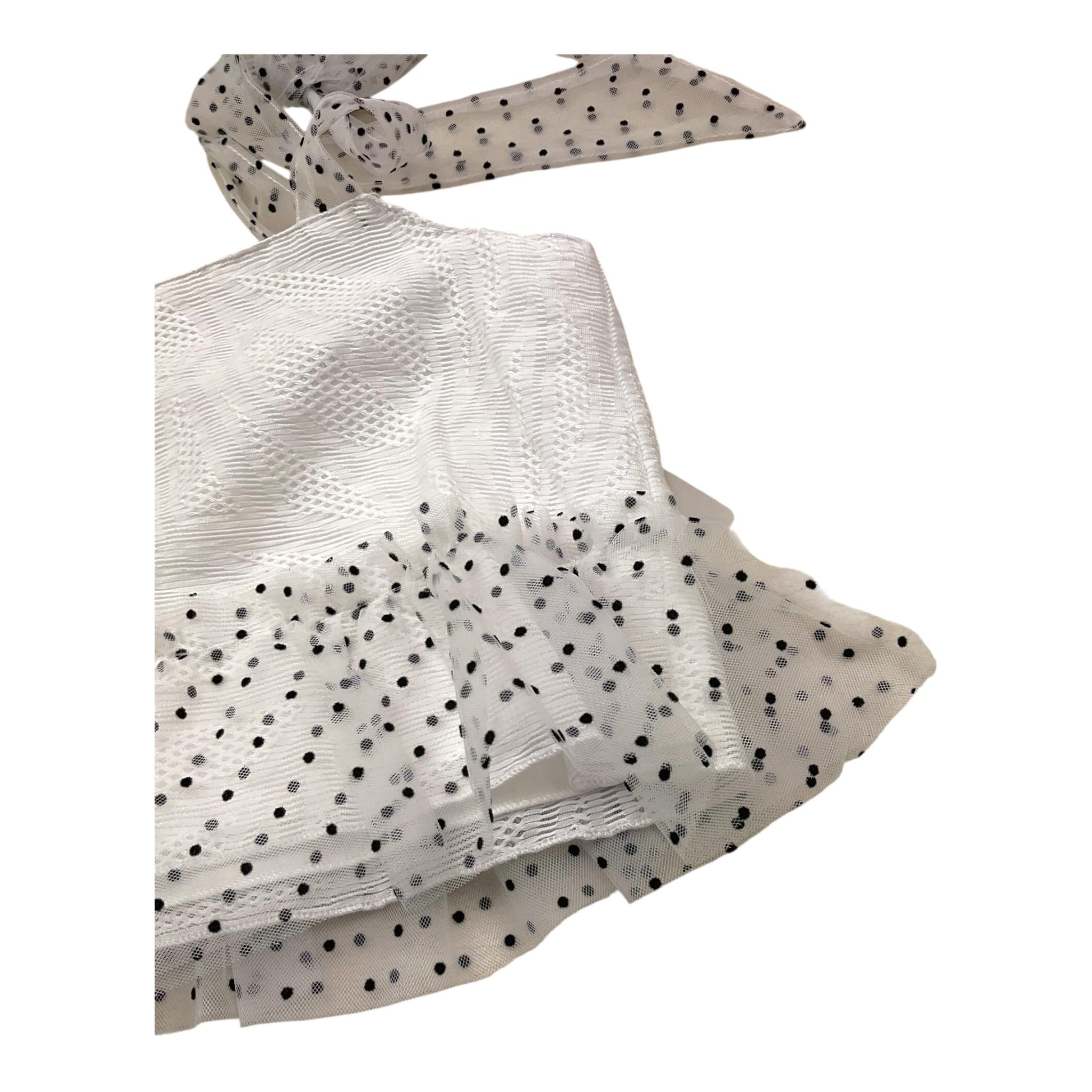 A' La Page Top Tinta Unita con Tulle E Fantasia Pois per Bambina 25SAGDRE000144 BIANCO A' LA PAGE 