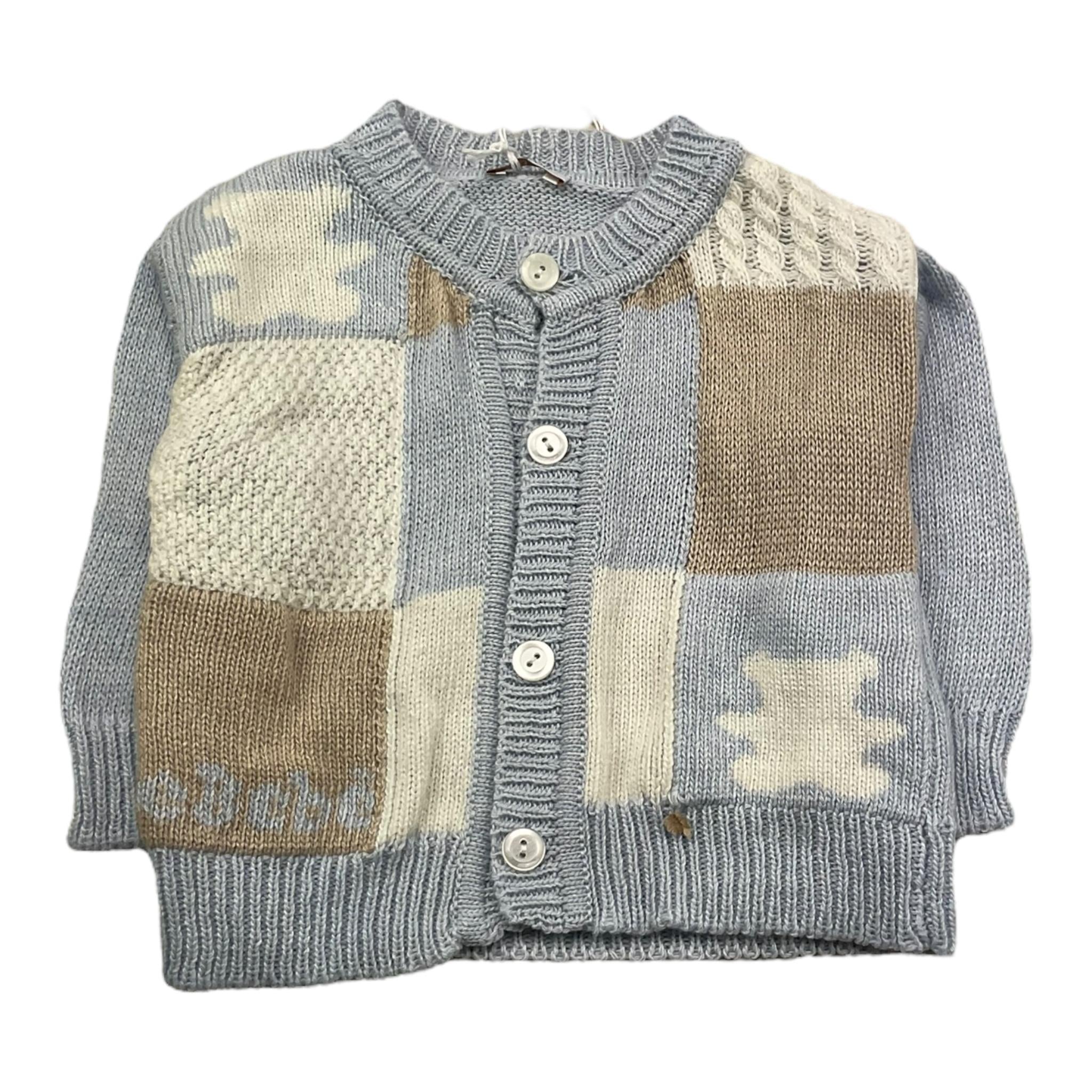 LE BEBE' cardigan tinta unita con ricami in contrasto Azzurro per Neonato LBB5054 AZZURRO LE BEBE' 