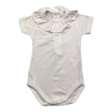 Tintenfisch-Bodysuit mit halblangen Ärmeln, einfarbig, mit weißem Kragen für Babymädchen