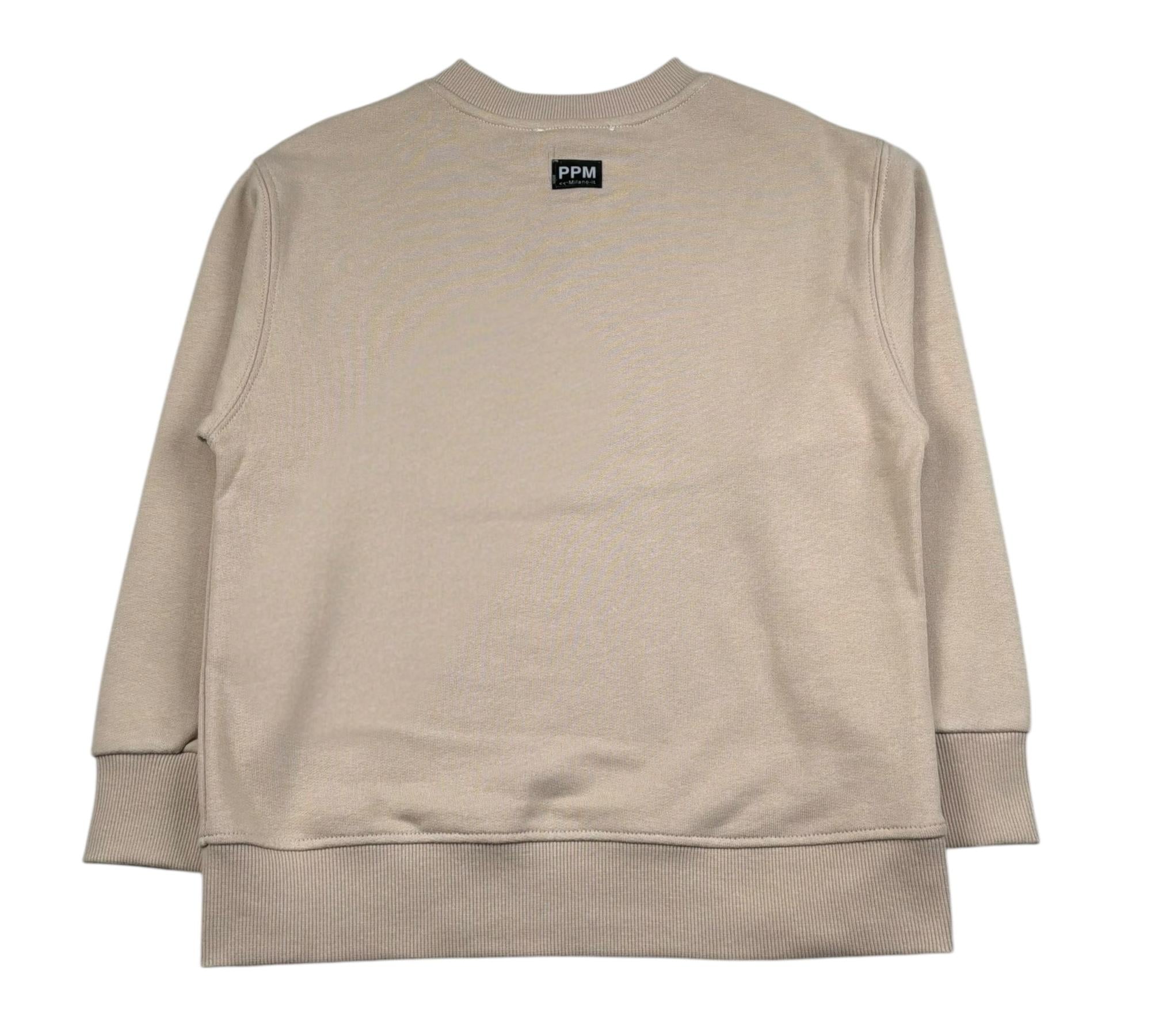 Paolo Pecora Felpa Chiusa Girocollo Tinta Unita con Stampa per Bambino PP4360 BEIGE PAOLO PECORA 