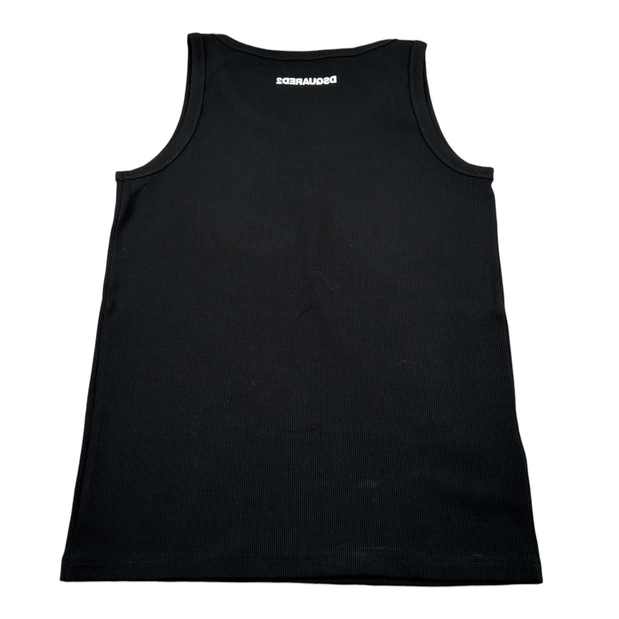 Dsquared2 Canotta Girocollo tinta unita con Logo Nero per Bambino DQ2783X NERO DSQUARED2 