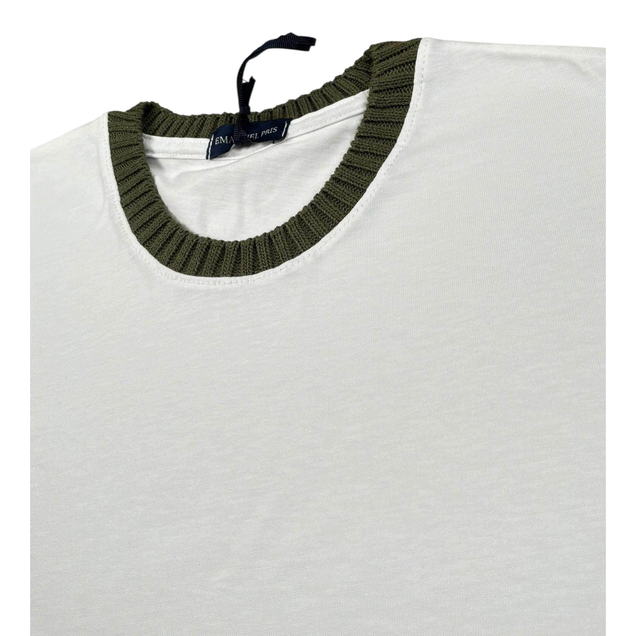 Emanuel Pris T-Shirt Girocollo Tinta Unita con Profili In Contrasto per Bambino ETS3139R BIANCO EMANUEL PRIS 