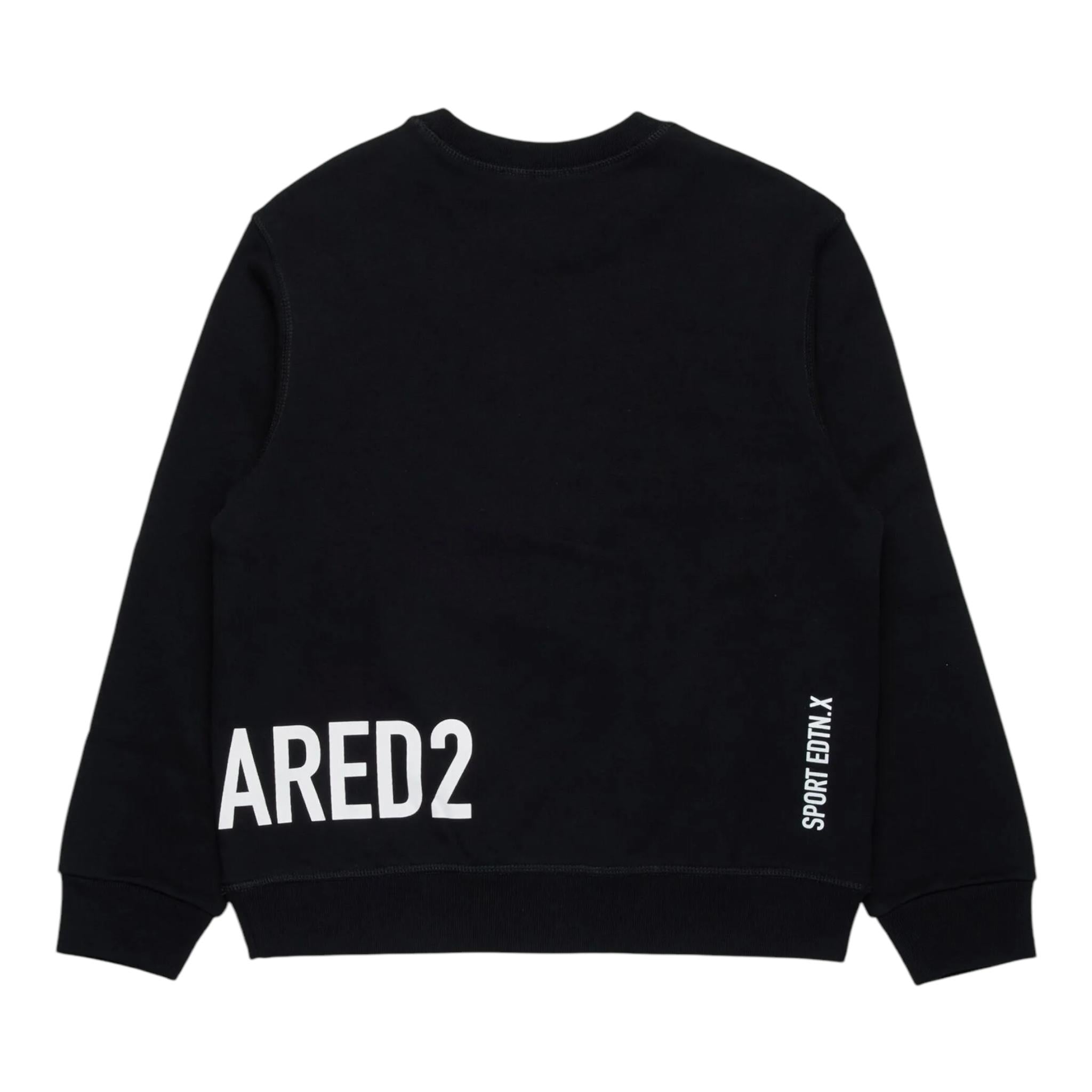 DSQUARED2 felpa chiusa girocollo tinta unita con stampa in contrasto Nero per Bambino DQ2538 NERO DSQUARED2 