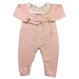 Barcellino Langarm-Strampler, einfarbig, mit kontrastierendem Kragen, Rosa für Baby-Mädchen