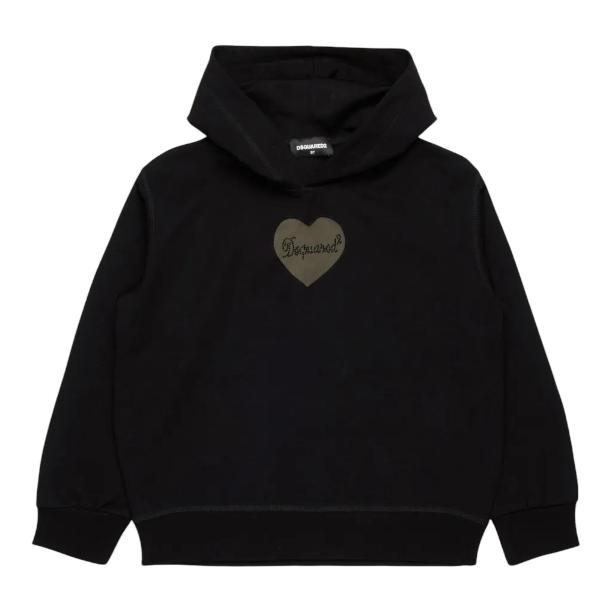 DSQUARED2 felpa tinta unita con cappuccio e stampa Nero per Bambina DQ2581X NERO DSQUARED2 