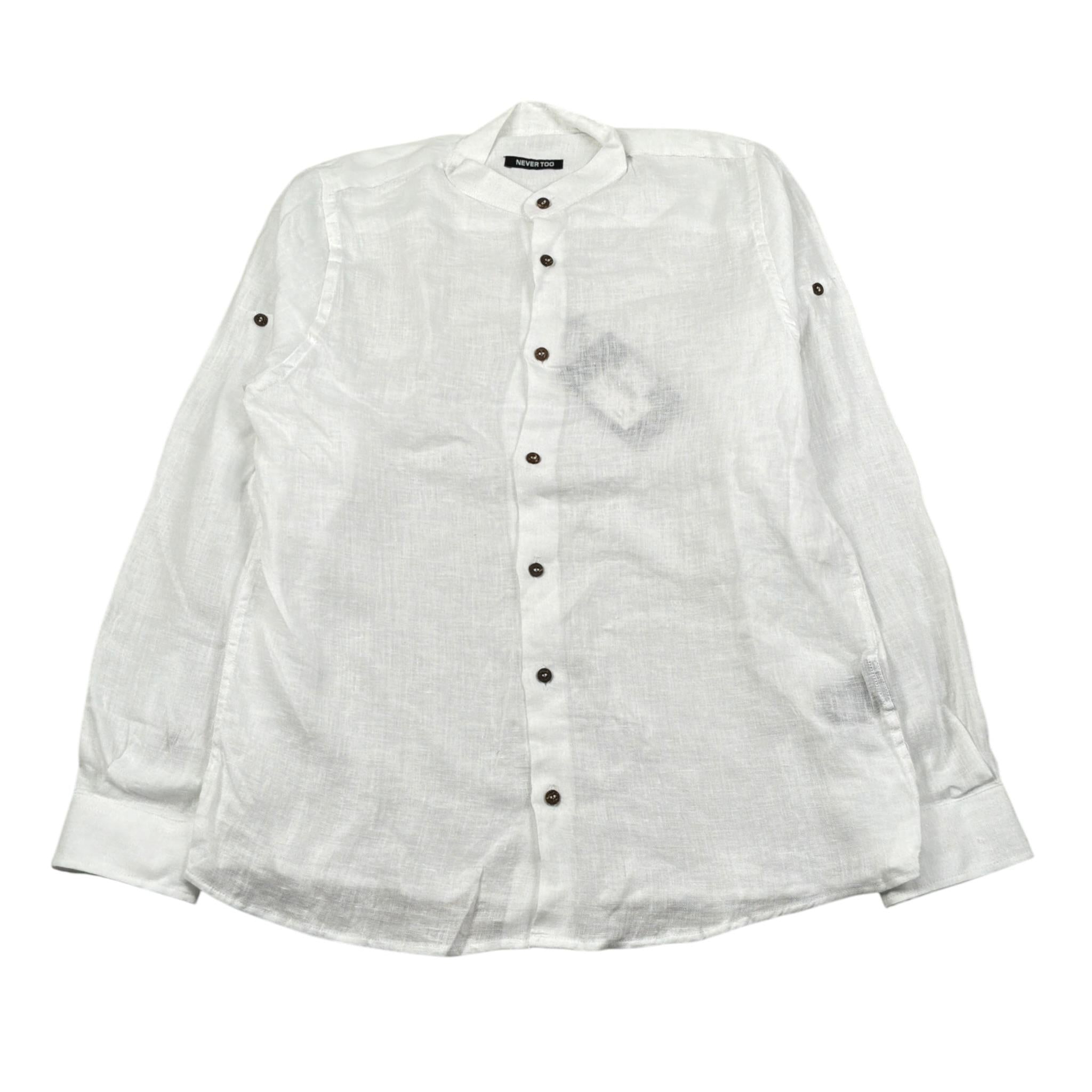 Never Too Camicia Manica Lunga tinta unita Collo Coreano Bianco per Bambino NT1568R BIANCO NEVER TOO 
