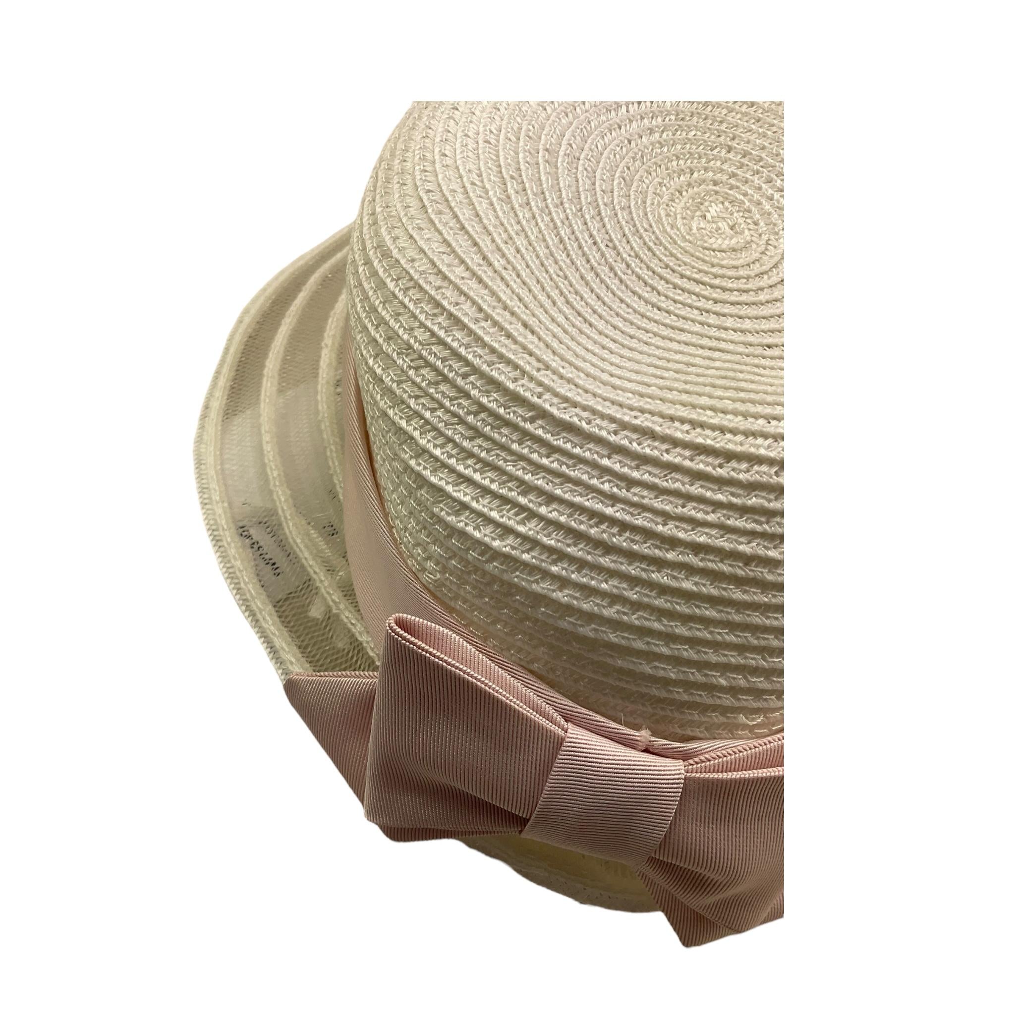 Colori Chiari Cappello In Paglia Tinta Unita con Applicazioni per Neonata FN996340 PANNA COLORI CHIARI 