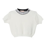 ELISABETTA FRANCHI t-shirt in maglia tinta unita cn collo logato Panna per Bambina EGMA025X PANNA ELISABETTA FRANCHI 