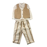 Barcellino Komplettset, 3-teilig, Hemd, Hose, beige Weste für Neugeborene