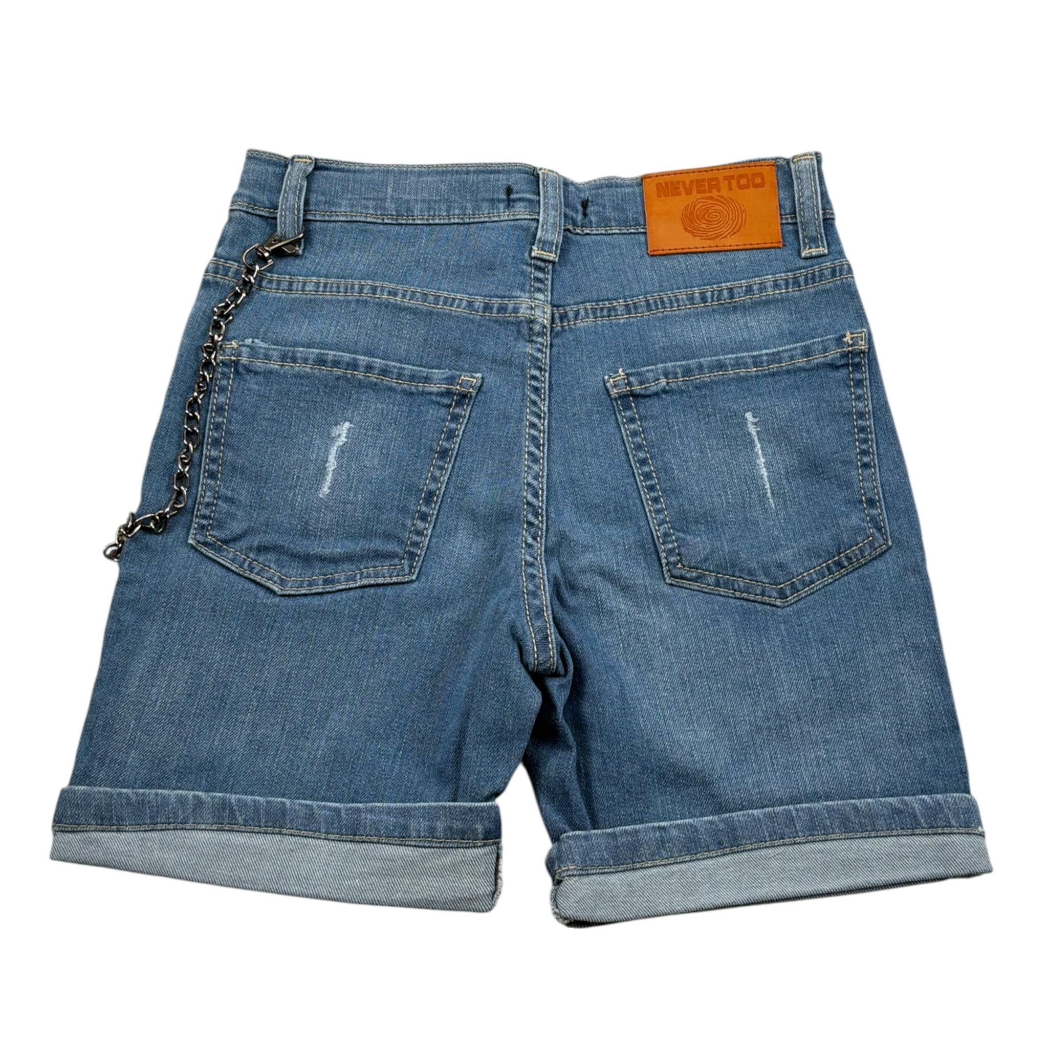 Never Too Bermuda In Denim tinta unita con Girovita Regolabile Azzurro per Bambino NT1635B AZZURRO NEVER TOO 