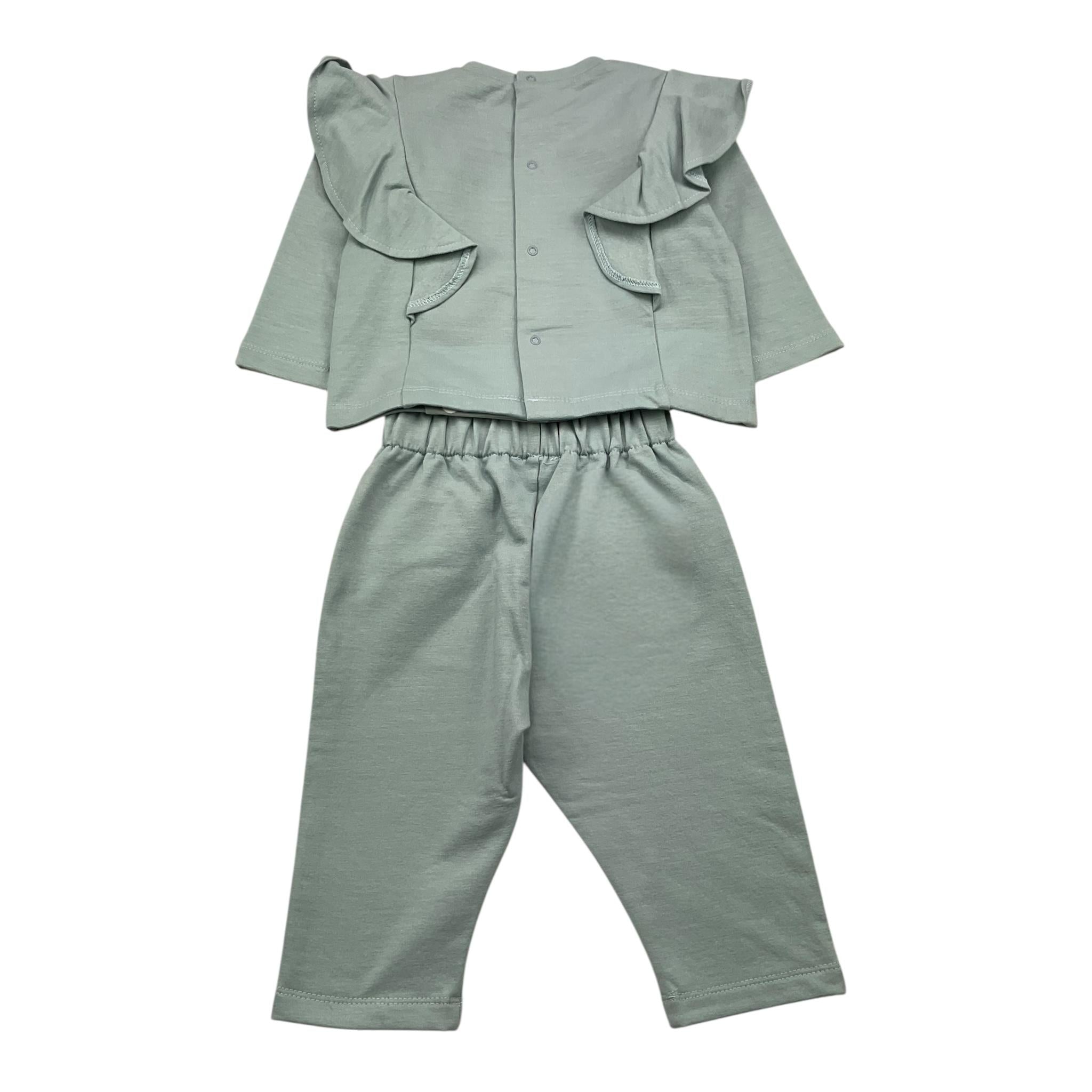 LALALU' completo 2 pezzi felpa-pantalone tinta unita Verde per Neonata CFL06NX VERDE LALALU' 