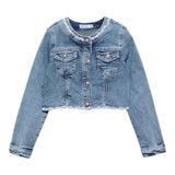 Abel & Lula Giubbino In Denim Tinta Unita con Ricami per Bambina 5369 BLU ABEL & LULA 