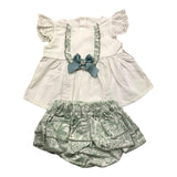 Valentina Bebes 2-teiliges Set Shirt-Hosen Weiß/Grün für Neugeborene Baby Mädchen