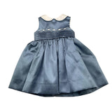 Le Coconne Einfarbiges ärmelloses Kleid mit blauem Kragen für Baby Mädchen