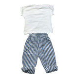 Barcellino Komplett T-Shirt-Hose Zweifarbig Weiß/Blau Für Neugeborene