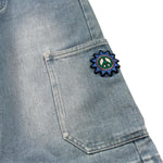 Moschino Bermuda In Denim Tinta Unita con Stampa per Bambino HUQ02K AZZURRO MOSCHINO 