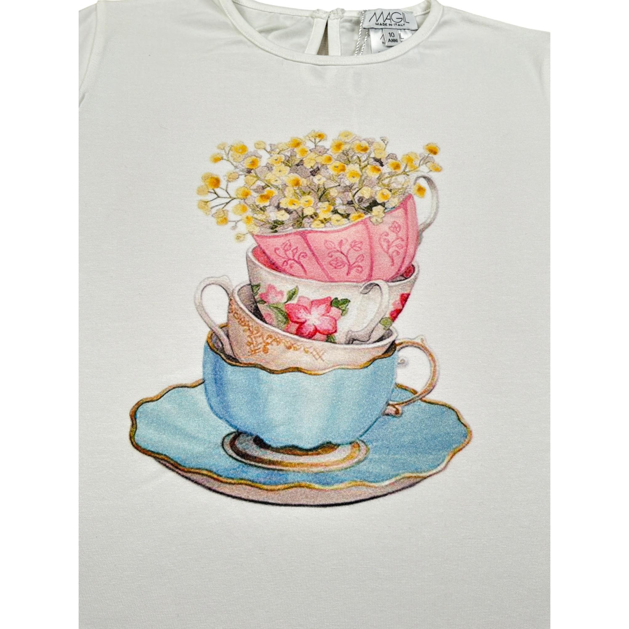 Magil T-Shirt Girocollo tinta unita con Stampa Panna per Neonata FN26070N PANNA MAGIL 