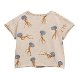 Play Up T-Shirt Rundhalsausschnitt Einfarbig mit Kontrastdrucken Beige für Neugeborene