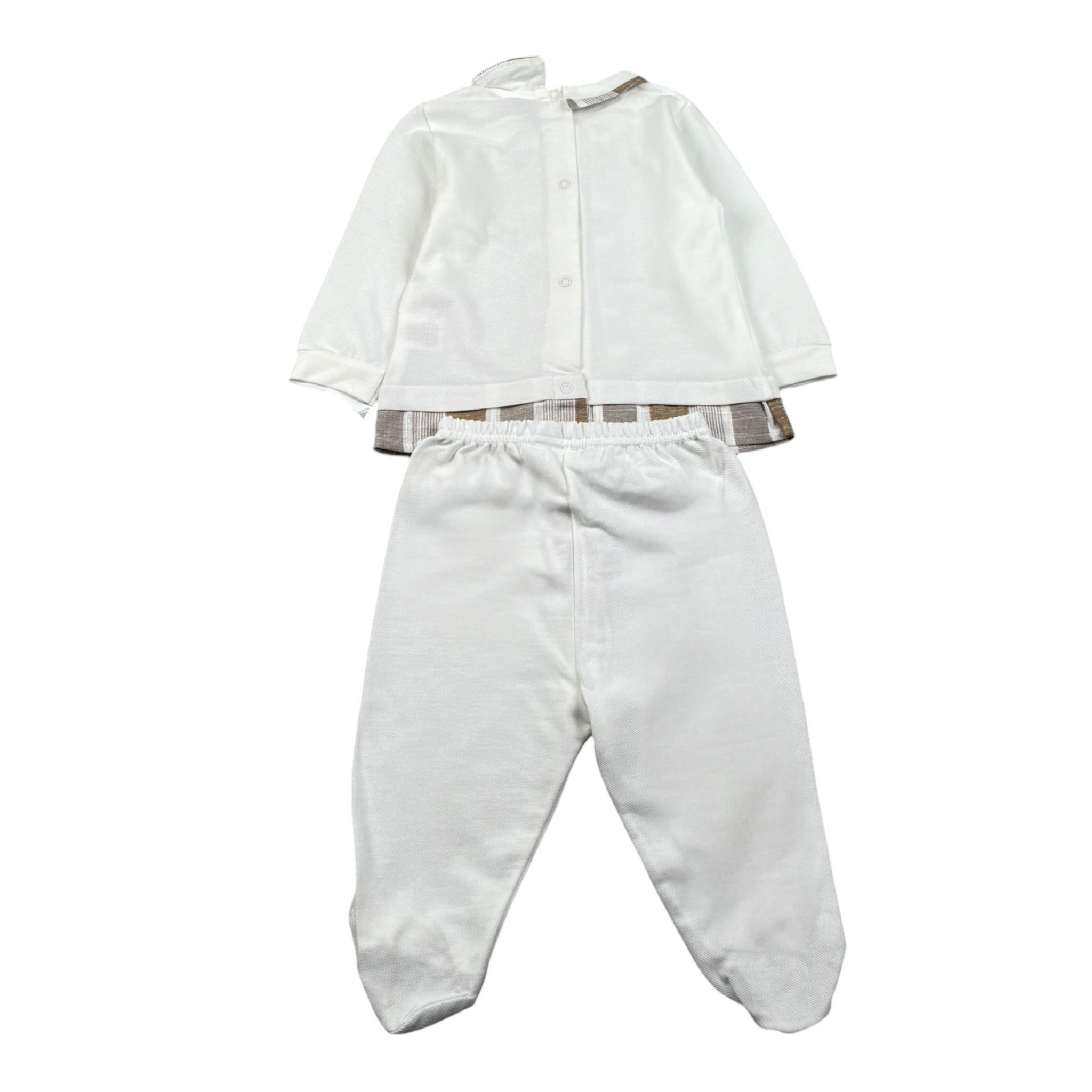 Babyvip Completo 2 Pezzi Shirt-Ghettina Tinta Unita per Neonato T3819 BIANCO BABYVIP 