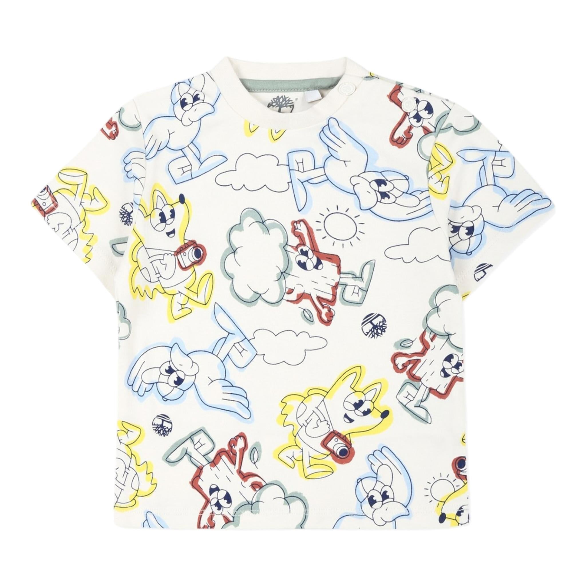 Timberland T-Shirt Girocollo Tinta Unita con Stampe per Neonato T60386 PANNA TIMBERLAND 